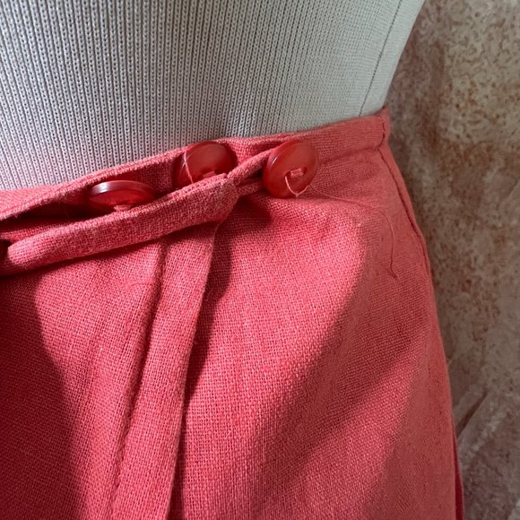 VTG 📌Casual W.E.A.R Maxi Linen Wrap Skirt with Gold Braid - Picture 5 of 16